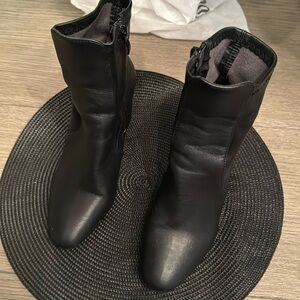 Miss Lola black leather block booties size 7